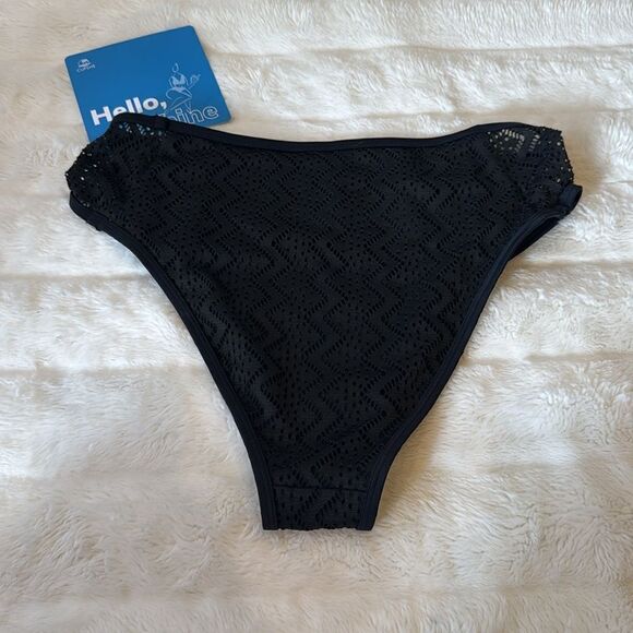 Cupshe Black Cutout High Waisted Bikini Bottoms Size: L NWOT - Picture 2 of 5